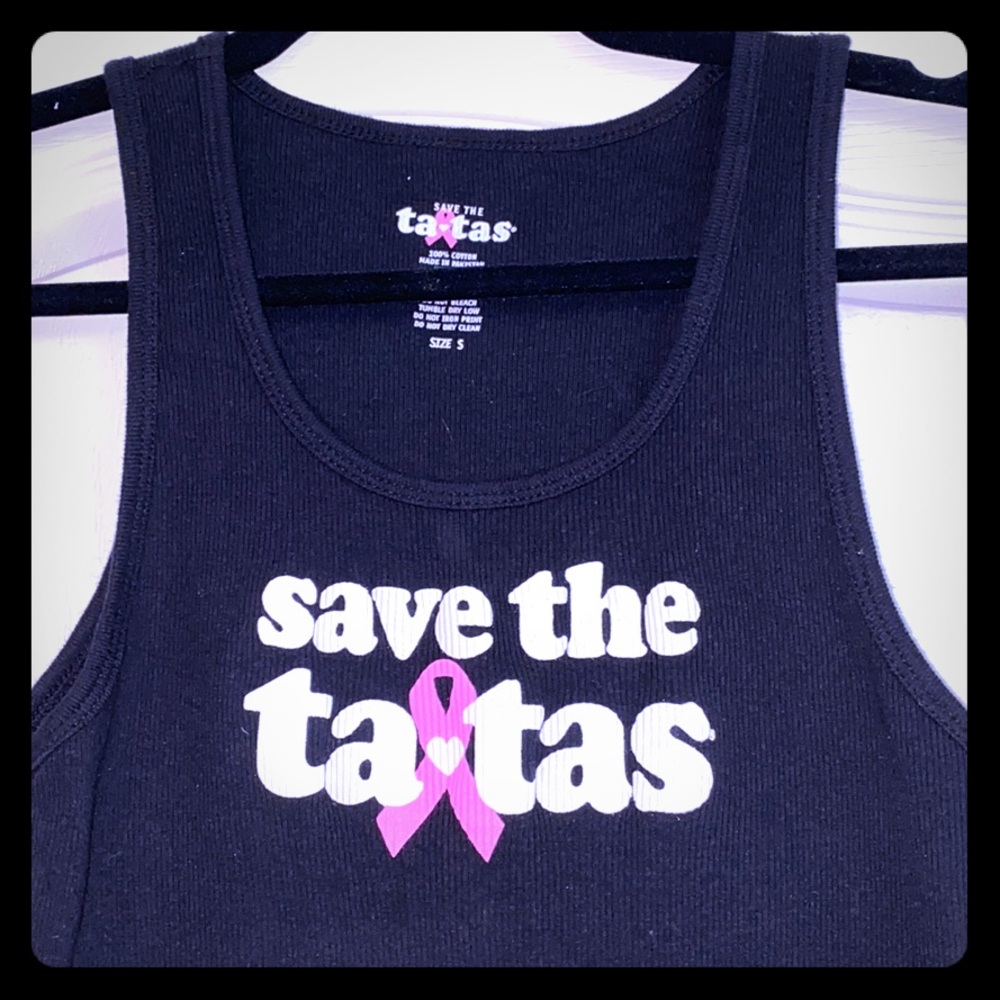 Black Save the Tatas tank top